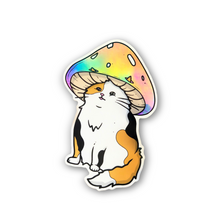 Load image into Gallery viewer, Rainbow Mushroom Cat Sticker

