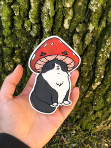Tuxedo Mushroom Cat Sticker