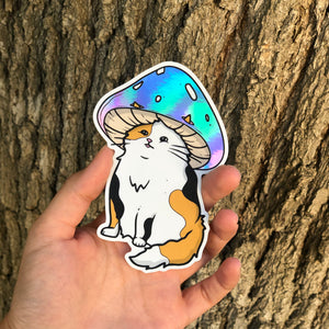 Rainbow Mushroom Cat Sticker