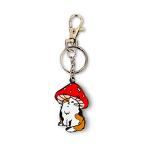 Load image into Gallery viewer, Calico Mushroom Cat Keychain

