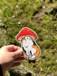 Calico Mushroom Cat Sticker