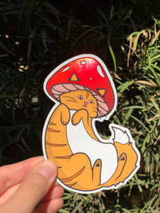 Orange Tabby Mushroom Cat Sticker
