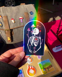 Mushroom Skeleton Holographic Sticker